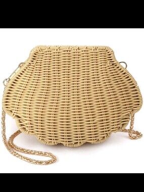 Woven Shell Crossbody Bag in Shell Beige